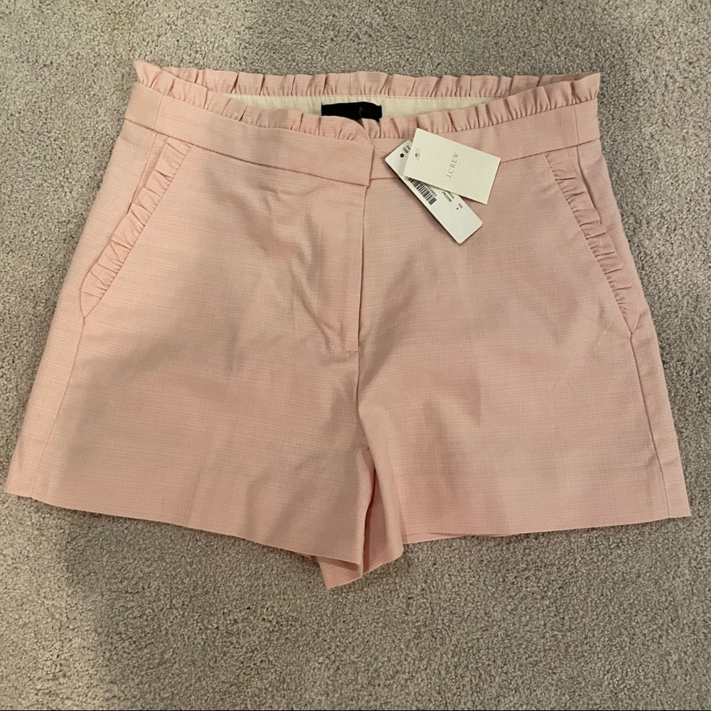 J Crew blush shorts frill detail NWT